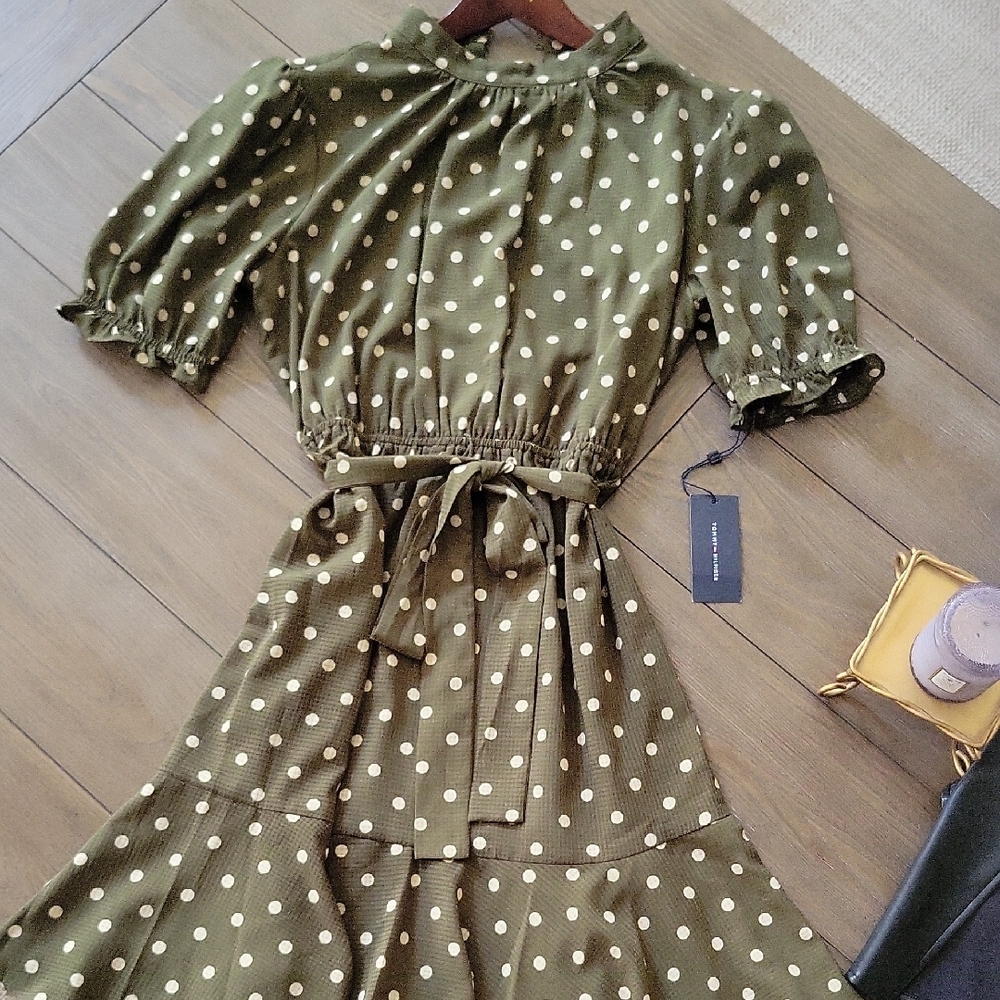 Tommy Hilfiger Polka Dot Green Dress